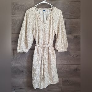 Old Navy Cream Floral Puffed Sleeved Dress